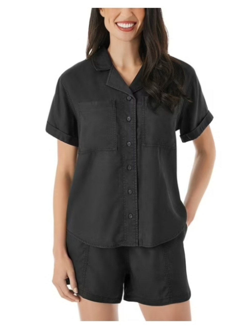 Member's Mark Women's Black Tencel Camp Shirt